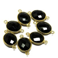 Awesome Jewelry !! Black Onyx Gemstone Silver Jewelry Gold Plated Connectors