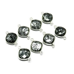 Amazing Silver Jewelry !! Black Rutile 925 Sterling Silver Connectors