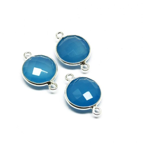 Amazing Jewelry !! Blue Chalcedony 925 Silver Jewelry Connectors Gemstone Silver Jewelry