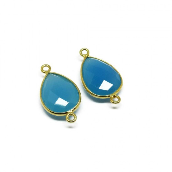 Wholsale Silver Jewelry !! Blue Chalcedony 925 Silver Connectors Silver Jewelry Gold Plated