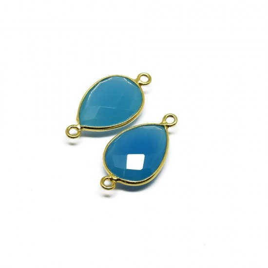 Wholsale Silver Jewelry !! Blue Chalcedony 925 Silver Connectors Silver Jewelry Gold Plated