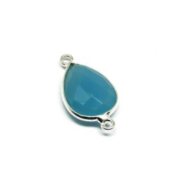 Gemstone Jewelry !! Blue Chalcedony 925 Silver Jewelry Connectors Silver Bezel