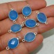 Amusing Oval Shape Blue Chalcedony 925 Sterling Silver Connectors