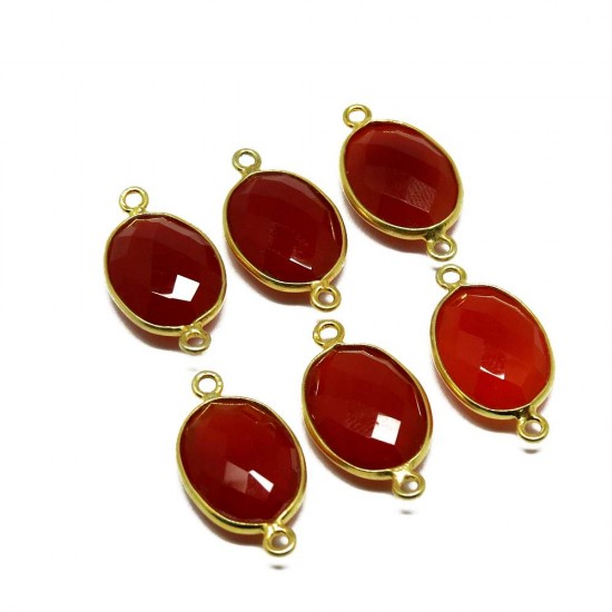 Natural Gemstone !! Carnelian Gemstone Silver Jewelry Gold Plated Connectors