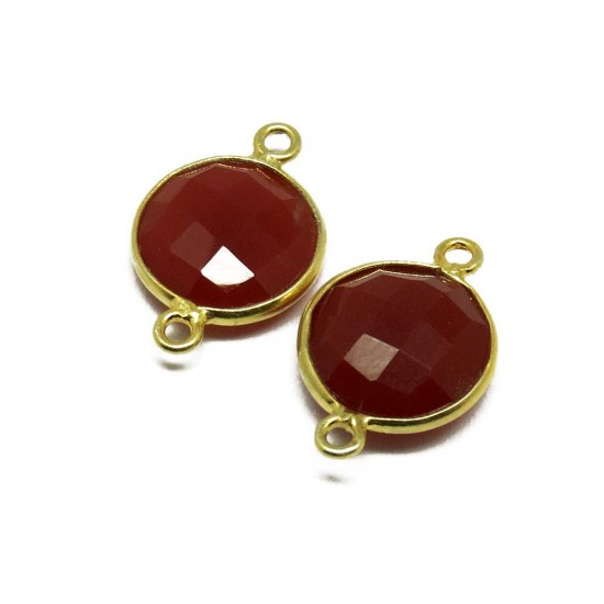 Attractive Silver Connectors !! Carnelian Gemstone Silver Jewelry Gold Plated Connectors