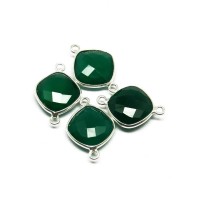 Awesome Silver Connectors !! Green Onyx 925 Silver Jewelry Connectors Gemstone Silver Jewelry