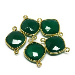 Indian Silver Jewelry !! Green Onyx Gemstone Jewelry Connectors Silver Jewelry