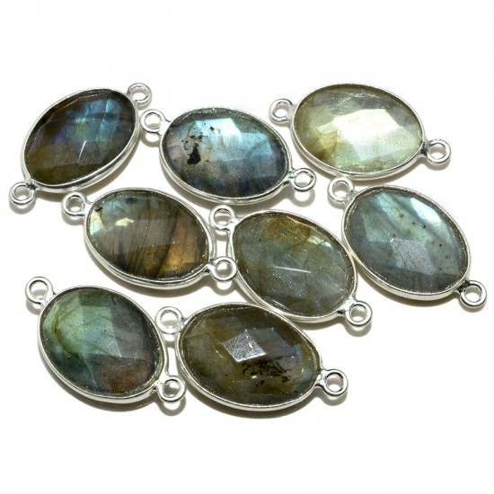 Perfect Beauty Oval Shape Blue Labradorite 925 Sterling Silver Connectors