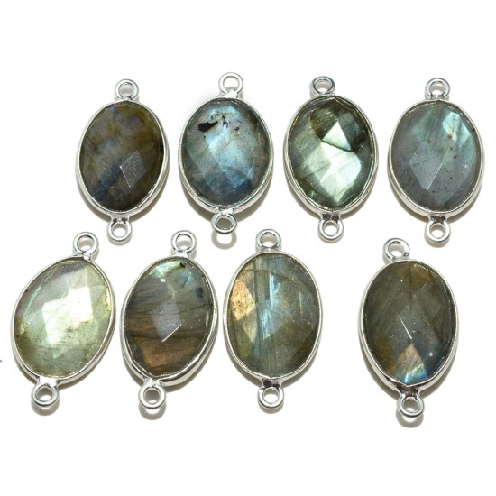 Perfect Beauty Oval Shape Blue Labradorite 925 Sterling Silver Connectors