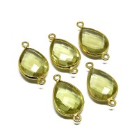 Awesome Connectors !! Lemon Topaz 925 Silver Jewelry Connectors Gold Plated