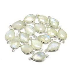 Indian Silver Jewelry !! Rainbow Moonstone Gemstone Silver Jewelry Connectors