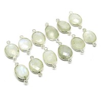 Gemstone Connectors !! Rainbow Moonstone Silver Jewelry Connectors