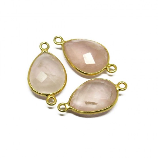 Pink Color !! Rose Quartz 925 Silver Jewelry Connectors Gemstone Silver Jewelry