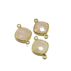 Women Jewelry !! Rose Quartz 925 Silver Jewelry Connectors Gemstone Silver Jewelry Gold Plated