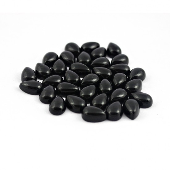 Rustic Black Onyx Pear Shape Cabochon Gemstone