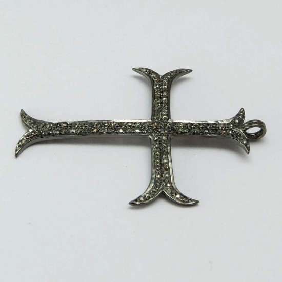 Men's Lord's Prayer Cross Diamond 925 Sterling Silver Pendant