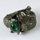 Fantastic Elephant Design !! Emerald, Ruby, Diamond 925 Sterling Silver Ring