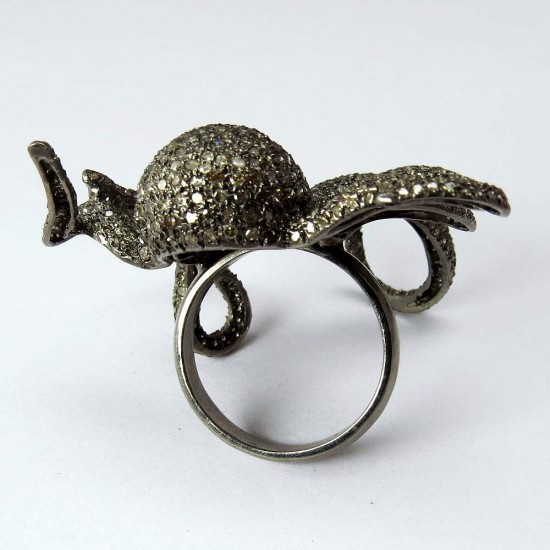 Celebarte Love !! Octopus Design Ruby, Diamond 925 Sterling Silver Ring