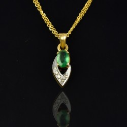 14k Carat Gold Pendants Emerald Diamond Gemstone Pendants Women Handcrafted Gold Jewelry