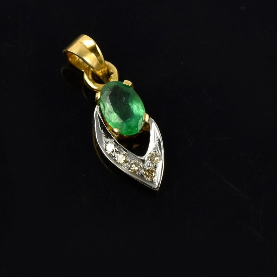 14k Carat Gold Pendants Emerald Diamond Gemstone Pendants Women Handcrafted Gold Jewelry