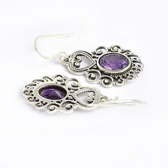 Amethyst Gemstone Earrings 925 Sterling Silver Earrings Drop Dangle Earrings Oxidized Silver Jewelry Women Earrings Jewelry
