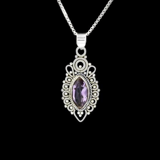 Amethyst Gemstone Pendants 925 Sterling Silver Pendants Handmade Silver Pendants Jewelry Gift For Her
