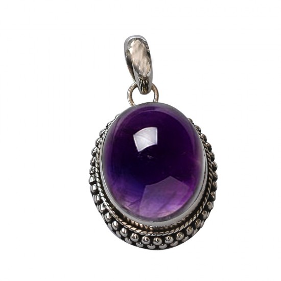 Amethyst Pendant 925 Sterling Silver Oxidized silver Pendant Jewelry Gift For Her