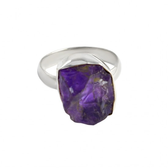Amethyst Rough Gemstone Ring 925 Sterling Silver Birthstone Ring Handmade Wholesale Silver Ring Jewelry Gift For Her