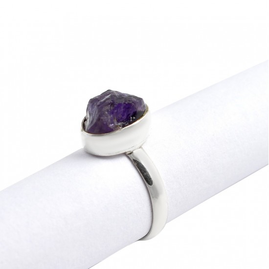 Amethyst Rough Gemstone Ring Solid 925 Sterling Silver Ring Handmade 925 Stamped Silver Jewellery