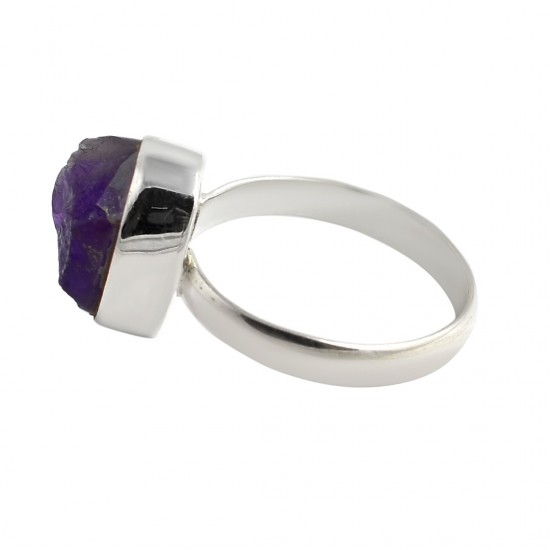 Amethyst Rough Gemstone Ring Solid 925 Sterling Silver Ring Handmade 925 Stamped Silver Jewellery