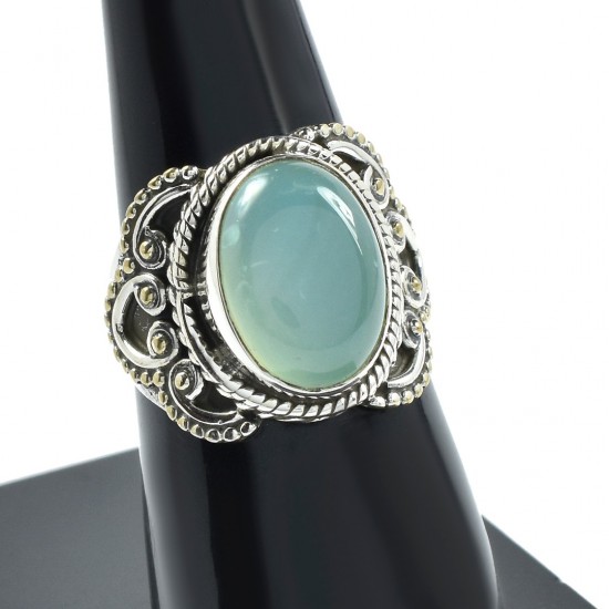 Aqua Chalcedony Ring 925 Sterling Silver Boho Ring Wholesale Silver Ring Jewelry Gift For Her