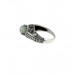 Beautiful Aqua Chalcedony Gemstone Band Ring 925 Sterling Silver Ring Handmade Oxidized Silver Boho Ring Jewelry