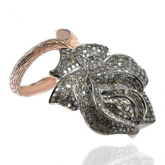 Black Diamond Ring Handmade Solid 925 Sterling Silver Boho Ring Women Fashion Ring Jewelry