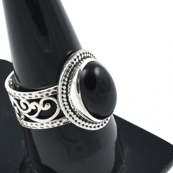 Black Onyx Gemstone Ring Solid 925 Sterling Silver Ring Handmade Oxidized Silver Ring Jewelry