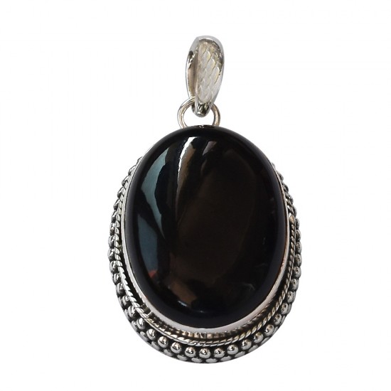 Black Onyx Pendant 925 Sterling Silver Handmade Pendant 925 Stamped Silver Jewelry