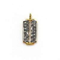 Blade Pave Diamond Gold Plated 925 Sterling Solid Silver Charms Pendants Handmade Jewellery