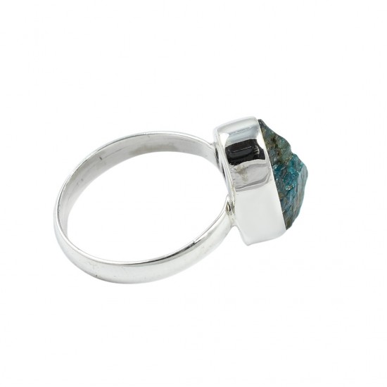 Blue Apatite Rough Gemstone Ring 925 Sterling Silver Handmade Ring 925 Stamped Silver Jewelry