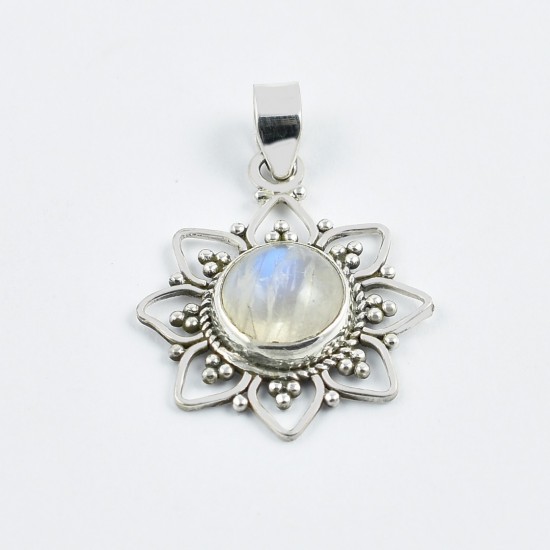 Blue Fire Rainbow Moonstone Pendants 925 Sterling Silver Pendants Oxidized Silver Jewellery Gift For Her