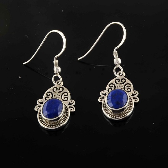 Blue Lapis Lazuli Drop Dangle Earrings 925 Sterling Silver Manufacture Silver Jewellery Exporters