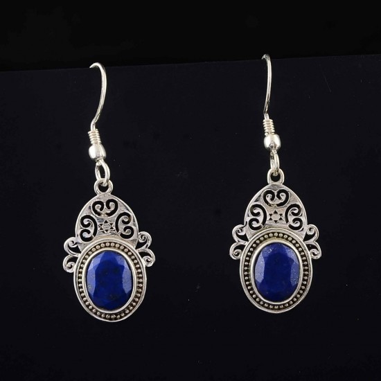 Blue Lapis Lazuli Drop Dangle Earrings 925 Sterling Silver Manufacture Silver Jewellery Exporters