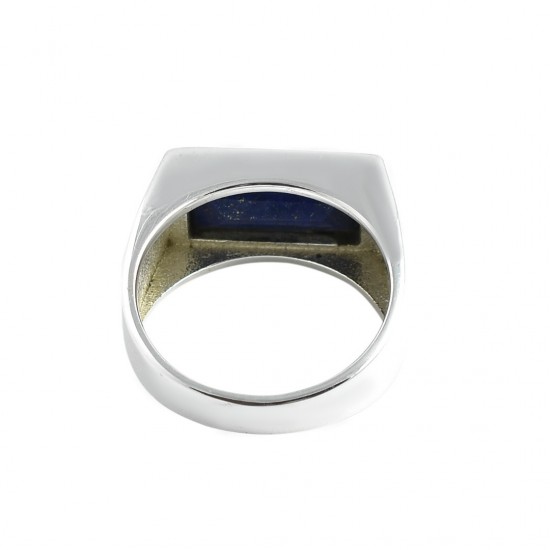 Blue Lapis Lazuli Gemstone Ring 925 Sterling Silver Men Rings 925 Stamped Silver Birthstone Jewelry