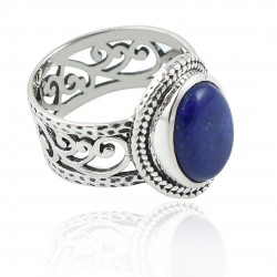 Blue Lapis Lazuli Gemstone Ring 925 Sterling Silver Ring Boho Ring Indian Artisan Handmade Silver Jewellery