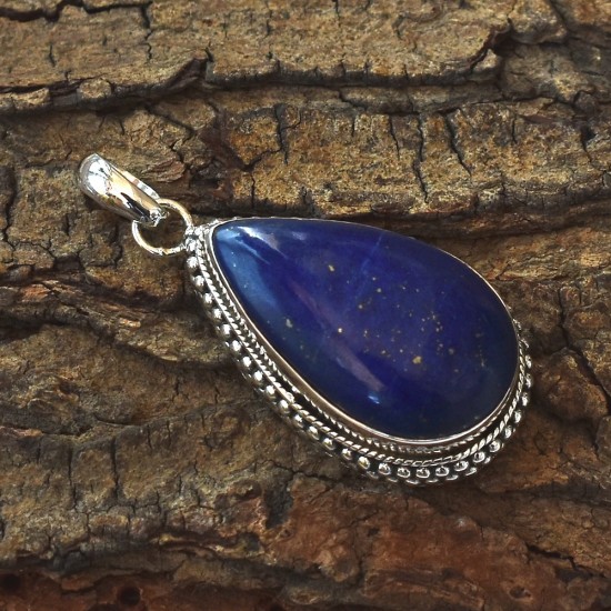 Blue Lapis Lazuli Pendant 925 Sterling Silver Handmade Silver Pendant Pear Shape Jewellery Gift For Her