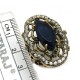 Beautiful Design !! Blue Onyx, White CZ 925 Sterling Silver Ring With Brass
