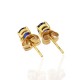 Blue Sapphire Gemstone Stud Push Back Earrings Handmade 14k Carat Gold Earrings Women Jewelry