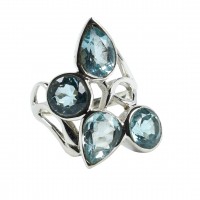 Blue Topaz Gemstone Ring Solid 925 Sterling Silver Ring Wholesale 925 Stamped Jewelry