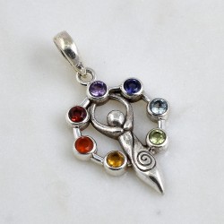 Chakra Pendants Multi Gemstone Solid 925 Sterling Silver Handmade Silver Pendants Religious Pendants Jewelry