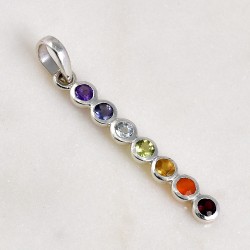 Chakra Pendants Round Shape Multi Gemstone Pendants 925 Sterling Silver Handmade Pendants Religious Jewelry