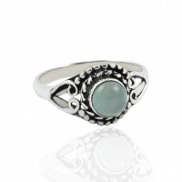 Chalcedony Gemstone Ring Handmade Solid 925 Sterling Silver Boho Ring Oxidized 925 Stamped Silver Ring Jewellery