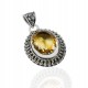 Citrine Gemstone Pendant Oxidized Vintage Pendant Handmade 925 Sterling Silver Pendant Birthstone Jewelry
